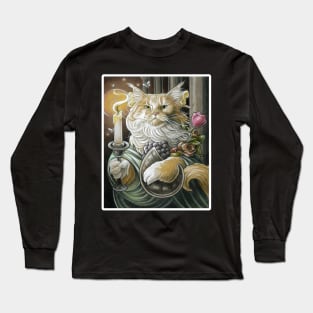 Candle Light Cat - White Outlined Version Long Sleeve T-Shirt